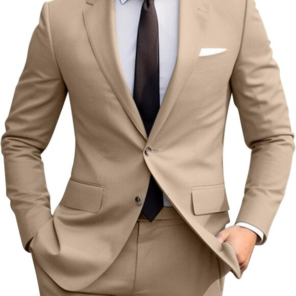 Champagne Slim Fit Suit Set - Two-Button Blazer with Adjustable Pants for Gents,New Products : American Fashion Style Bags On Sale